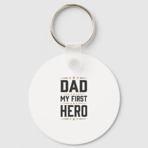Porte-clés Papa Mon Premier Héros Design de T-shirt Vintage T