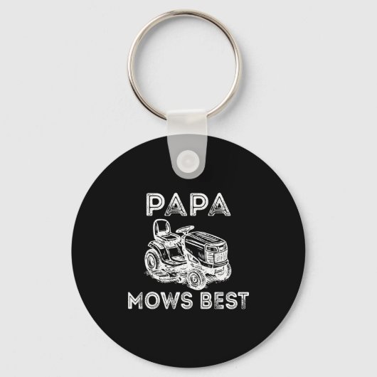 Porte-clés Papa Mows Funny Lawn Mower Father's Day Grandpa (Recto)