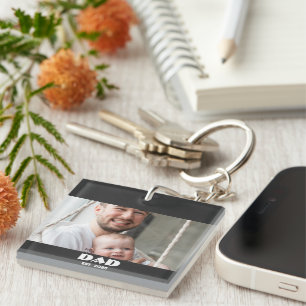 Porte-clés Papa Noir Blanc Établit Photo Audacieuse