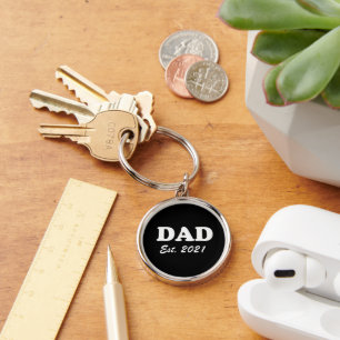 Porte-clés Papa noir et blanc Personnalisé Date établie moder