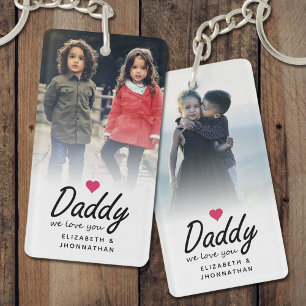 Porte-clés Papa nous t'aimons Script Photo de père Souvenir