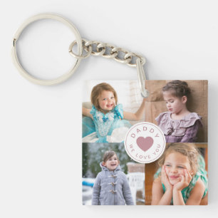 Porte-clés Papa Nous Vous Aimons Enfants Photo Collage Cœur R