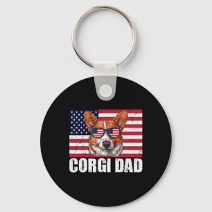 Porte-clés Papa Pembroke Welsh Corgi Drapeau Américain Amoure
