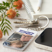 Porte-clés Papa photo avec texte bleu foncé (Devant droit)