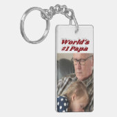 Porte-clés Papa photo avec texte bordeaux (Devant gauche)