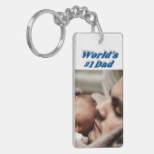 Porte-clés Papa Photo bleu mer texte (Devant gauche)