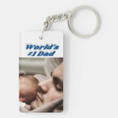 Porte-clés Papa Photo bleu mer texte (Dos)