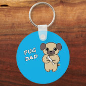 Porte-clés PAPA PUG - Bleu ciel (Recto)