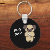 Porte-clés Papa PUG - Noir (Recto)