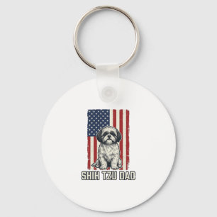 Porte-clés Papa Shih Tzu Drapeau Patriotique Chemise Chien Vi