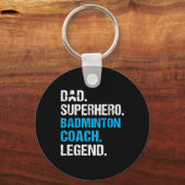 Porte-clés Papa Superhero Badminton Entraîneur Funny Badminto (Recto)