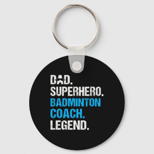 Porte-clés Papa Superhero Badminton Entraîneur Funny Badminto