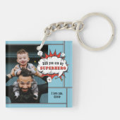 Porte-clés Papa Superhero Comic Speech Bubble Photo (Dos)