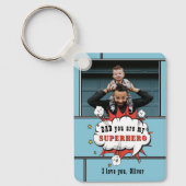 Porte-clés Papa Superhero Comic Speech Bubble Photo (Recto)