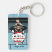 Porte-clés Papa Superhero Comic Speech Bubble Photo  (Dos)