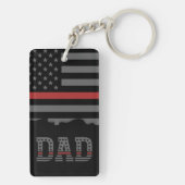 Porte-clés Papa Thin Red Line Pompier papa Cadeaux (Dos)