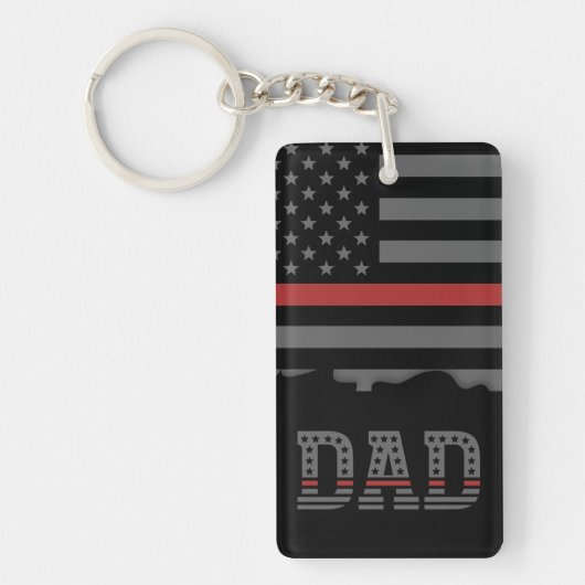 Porte-clés Papa Thin Red Line Pompier papa Cadeaux (Devant)