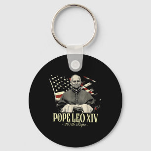 Porte-clés Pape Leo Xiv Patriotique Usa catholique