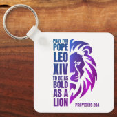 Porte-clés PAPE LEO XIV Prière Gras Lion chrétien (Recto)