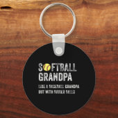 Porte-clés Papi de softball comme un papi de baseball avec pl (Recto)