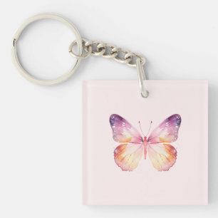 Porte-clés Papier Aquarelle Papillon Art
