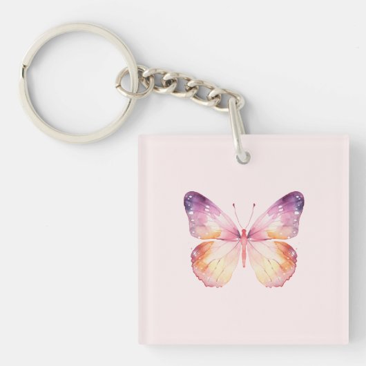 Porte-clés Papier Aquarelle Papillon Art (Devant)