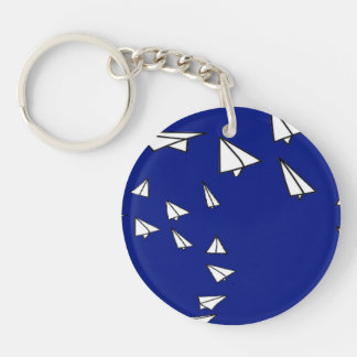 Porte-clés Papier blanc plans en bleu