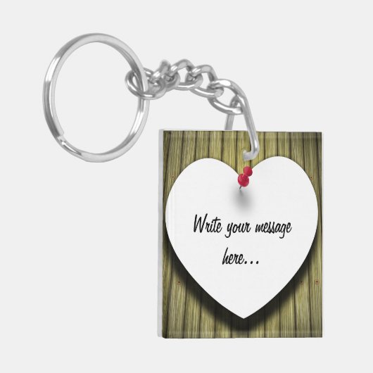 Porte-clés Papier Coeur manuscrit Script rustique (Devant gauche)