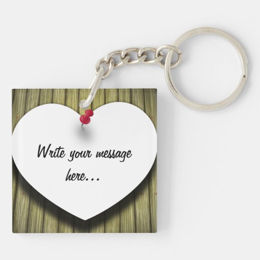 Porte-clés Papier Coeur manuscrit Script rustique (Dos)