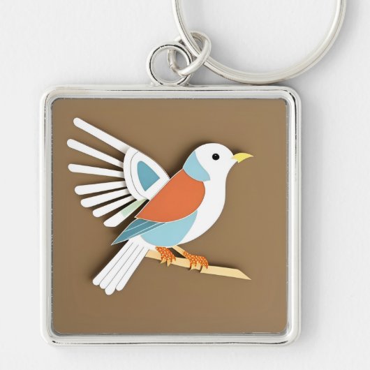 Porte-clés Papier coloré Art d'oiseau (Devant)