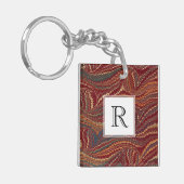 Porte-clés Papier marbré Bourgogne d'antiquité élégante et or (Devant gauche)