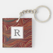 Porte-clés Papier marbré Bourgogne d'antiquité élégante et or (Dos)