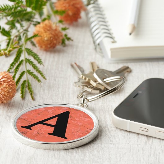 Porte-clés Papier marbré victorien personnalisé initial (Côté)