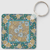 Porte-clés papier peint bleu art nouveau cyclamen (Dos)