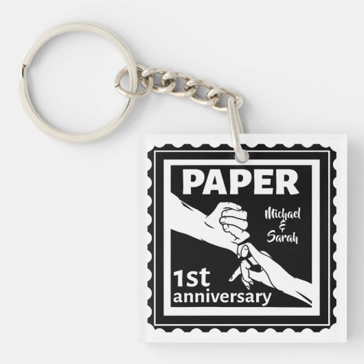 Porte-clés Papier traditionnel 1er anniversaire mariage (Devant)