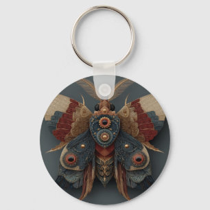 Porte-clés Papillon 3D symétrique orné avec accents dorés