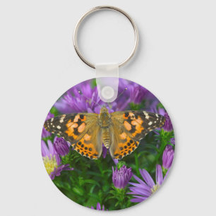 Porte-clés Papillon à ailes angulaires sur fleur conique