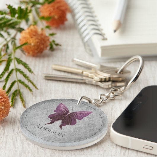 Porte-clés Papillon à bijoux Magenta (Devant droit)