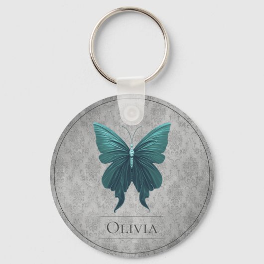 Porte-clés Papillon à bijoux turquoise (Recto)