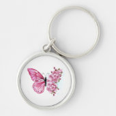 Porte-clés Papillon à fleurs avec Sakura rose (Devant)
