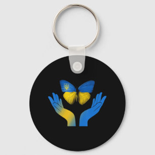 Porte-clés Papillon à main Ukraine Pavillon ukrainien avec U