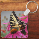 Porte-clés Papillon à queue jaune sur Echinacea rose (Verso)