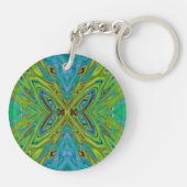 Porte-clés Papillon Abstrait Chartreuse et Bleu Trippy (Dos)