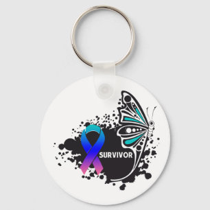 Porte-clés Papillon Abstrait Survivant Thyroïde Cancer