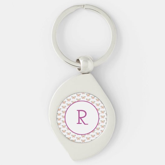 Porte-clés Papillon amusant avec initial (Devant)