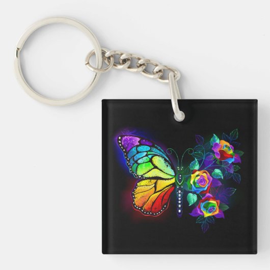 Porte-clés Papillon arc-en-ciel (Devant)