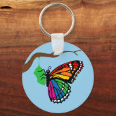 Porte-clés Papillon arc-en-ciel émergeant de Chrysalis (Recto)