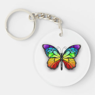 Porte-clés Papillon arc-en-ciel monarque