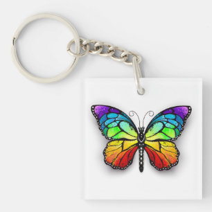 Porte-clés Papillon arc-en-ciel monarque