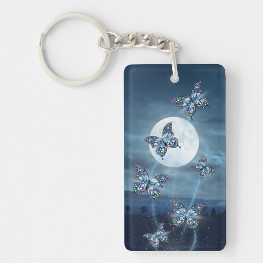 Porte-clés Papillon au Clair de Lune (Devant)